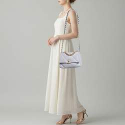 Pre Owned Chanel 19 Small Lilac Quilted Leather Flap Bag