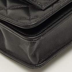 مملوكة مسبقًا Chanel Pocket Twins Black Caviar Quilted Leather Wallet On Chain