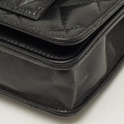 مملوكة مسبقًا Chanel Pocket Twins Black Caviar Quilted Leather Wallet On Chain