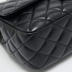 Pre Owned حقيبة شانيل سوداء جلد مبطن مستطيلة بمقبض علوي حجم متوسط