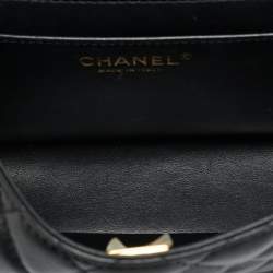 Pre Owned حقيبة شانيل سوداء جلد مبطن مستطيلة بمقبض علوي حجم متوسط