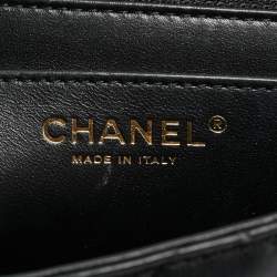 Pre Owned حقيبة شانيل سوداء جلد مبطن مستطيلة بمقبض علوي حجم متوسط