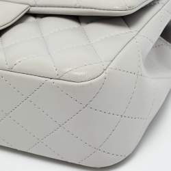 Pre Owned Chanel Mini Grey Quilted Leather Rectangular Top Handle Bag