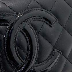 Pre Owned حقيبة شانيل كامبون صغيرة سوداء جلدية بحزام كتف