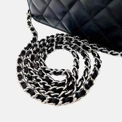 Pre Owned حقيبة شانيل كامبون صغيرة سوداء جلدية بحزام كتف