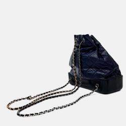 Pre Owned Chanel Navy Blue Leather Gabrielle Backpack Medium