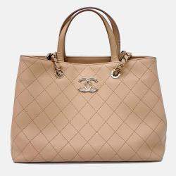 مملوكة مسبقًا Chanel Beige Leather Tote And Shoulder Bag