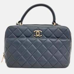 Pre Owned Chanel Blue Leather Trendy Cc Bowling Bag