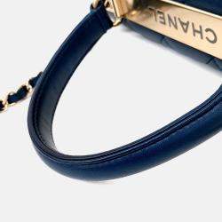 Pre Owned حقيبة شانيل تريندي سي سي جلد أزرق بحجم صغير