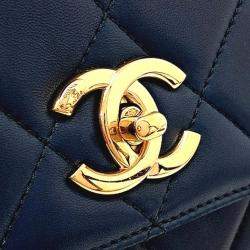 Pre Owned حقيبة شانيل تريندي سي سي جلد أزرق بحجم صغير