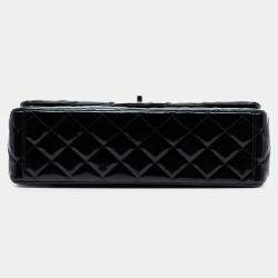 Pre Owned Chanel Blue Maxi Classic Patent Double Flap