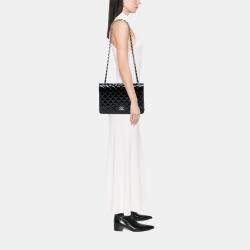 Pre Owned Chanel Blue Maxi Classic Patent Double Flap