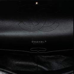 Pre Owned Chanel Blue Maxi Classic Patent Double Flap