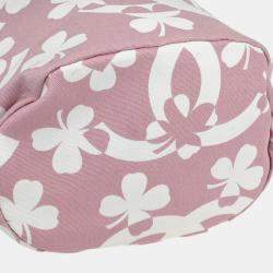 Pre Owned Chanel Pink/White Canvas Drawstring Shoulder Bag