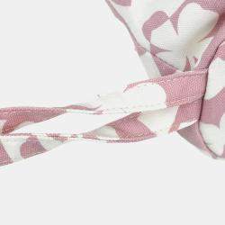 Pre Owned Chanel Pink/White Canvas Drawstring Shoulder Bag