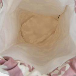 Pre Owned Chanel Pink/White Canvas Drawstring Shoulder Bag