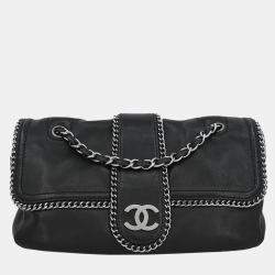 Pre Owned Chanel Black Calfskin Luxury Line Madison Flap Shoulder Bag