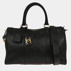 Pre Owned Chanel Black Lambskin Bicolore 2way Handbag