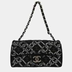 Pre Owned Chanel Black Canvas Chain Print Handbag