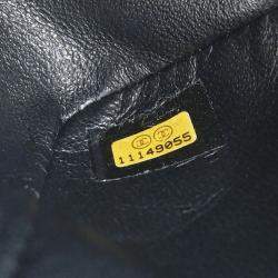 Pre Owned Chanel East West Black Perforated Lambskin Leather Shoulder Bag