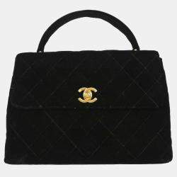 Pre Owned Chanel Black Velvet Handbag