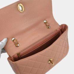 Pre Owned Chanel Pink Calfskin Shoulder Bag