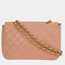 Pre Owned Chanel Pink Calfskin Shoulder Bag