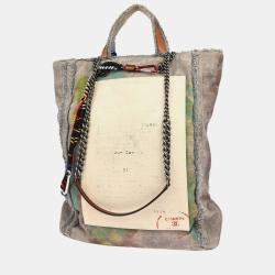 Pre Owned حقيبة يد توت شانيل بريكولاج جرافيتي قماش رمادي