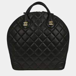 Pre Owned Chanel Black Lambskin Paris Handbag