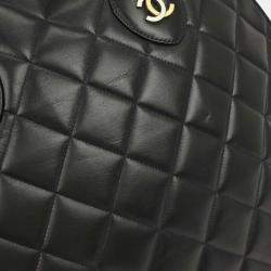 Pre Owned Chanel Black Lambskin Paris Handbag