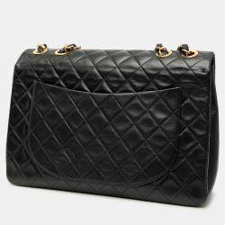 Pre Owned Chanel Black Maxi XL Classic Lambskin Single Flap