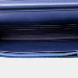 Pre Owned Chanel Blue Ombre Lambskin Degrade Wallet On Chain