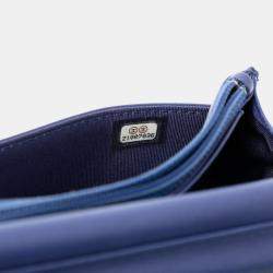 Pre Owned Chanel Blue Ombre Lambskin Degrade Wallet On Chain