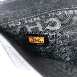 Pre Owned محفظة شانيل سلسلة كبيرة جلد حمل سوداء منقوشة مقلدة ضأن