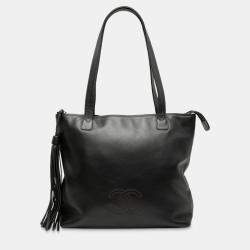 Pre Owned Chanel Black CC Lambskin Tassel Tote