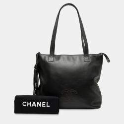 Pre Owned Chanel Black CC Lambskin Tassel Tote