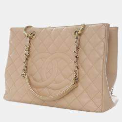 Pre Owned Chanel Brown Caviar Grand Shopping Tote