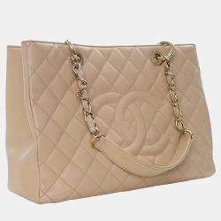 Pre Owned Chanel Brown Caviar Grand Shopping Tote