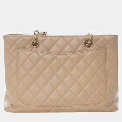Pre Owned Chanel Brown Caviar Grand Shopping Tote