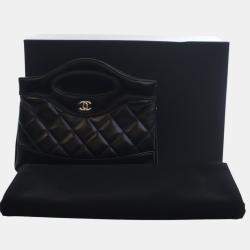 Pre Owned حقيبة شانيل تسوق 31 جلد العجل أسود نانو لامع معتق