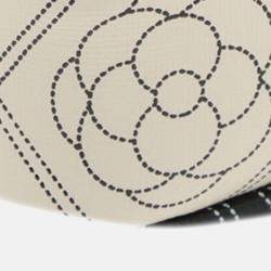 Pre Owned Chanel Black White Coated Canvas Camellia Logo Camera Bag