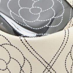 Pre Owned Chanel Black White Coated Canvas Camellia Logo Camera Bag