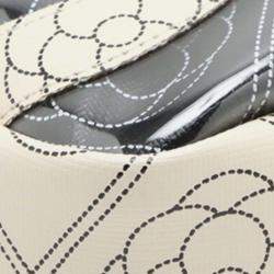 Pre Owned Chanel Black White Coated Canvas Camellia Logo Camera Bag