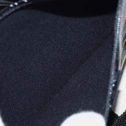 Pre Owned Chanel Black White Coated Canvas Camellia Logo Camera Bag