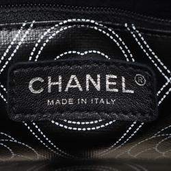Pre Owned Chanel Black White Coated Canvas Camellia Logo Camera Bag