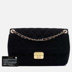 Pre Owned Chanel Black Large Jersey Chic With Me Flap