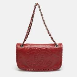 Pre Owned Chanel Paris Shanghai On the Bund Red Leather Bag