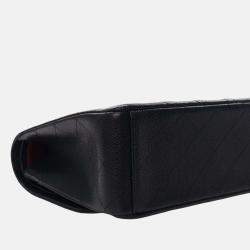 Pre Owned حقيبة كتف جلد أسود شانيل كافيار كلاسيكية ذات اللوحين كبيرة