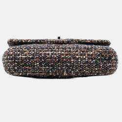 Pre Owned Chanel Brown Medium Classic Tweed Double Flap