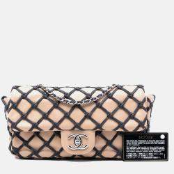 Pre Owned حقيبة فلاب شانيل كالفسكين ناعم زهري بني صغير كانيبييرز